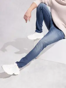 WROGN Men Slim Tapered Fit Mid-Rise Light Fade Stretchable Jeans