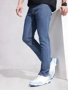 WROGN Men Straight Fit Mid-Rise Light Fade Stretchable Jeans