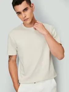 max Men Solid Round Neck Cotton T-shirt
