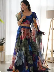 BAESD Floral Printed Semi-Stitched Lehenga & Unstitched Blouse With Dupatta