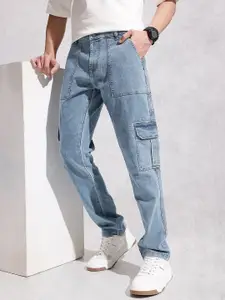 WROGN Men Relaxed Fit Light Fade Stretchable Cargo Jeans