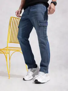 WROGN Men Relaxed Fit Heavy Fade Stretchable Cargo Style Jeans