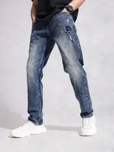 WROGN Men Relaxed Fit Mid-Rise Mildly Distressed Heavy Fade Stretchable Jeans