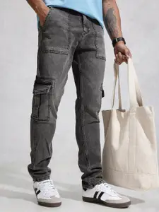 WROGN Men Relaxed Fit Heavy Fade Stretchable Cargo Jeans