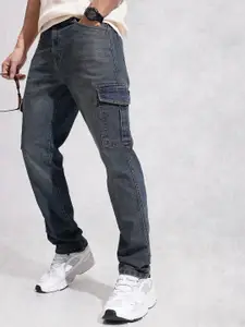 WROGN Men Relaxed Fit Heavy Fade Stretchable Cargo Jeans