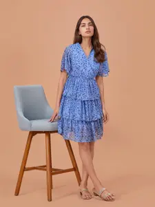 all about you Women Floral Print Layered Chiffon Fit & Flare Dress