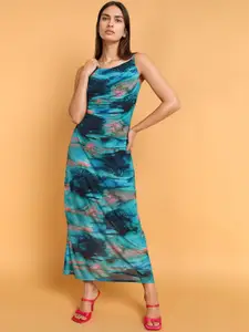 all about you Tie-Dye Cowl Neck Sheath Maxi Dress