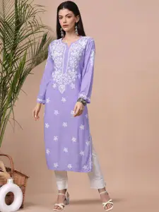 PARAMOUNT CHIKAN Floral Embroidered Chikankari Modal Kurta