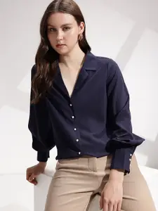 her by invictus Solid Cuban Collar Casual Shirt
