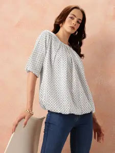 all about you Geometric Print Blouson Top