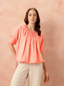 all about you Geometric Print Puff Sleeve Blouson Top