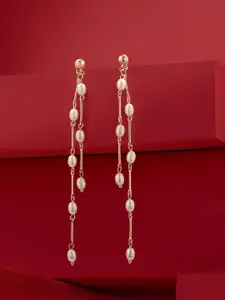 Zaveri Pearls Gold-Plated Pearls Beaded Classy Contemporary Drop Earrings