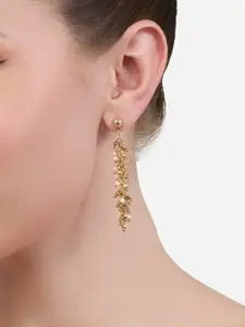 Zaveri Pearls Gold-Plated Pearls Beaded Contemporary Clustered Beads Drop Earrings