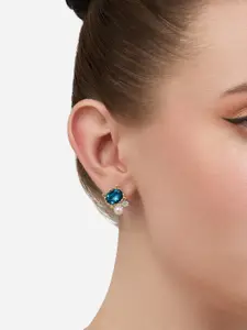 Zaveri Pearls Gold-Plated Pearls Studded Contemporary Shaped Studs