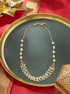 Zaveri Pearls Gold-Plated Multistrand Pearls Necklace