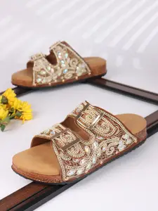 Anouk Women Embellished Ethnic Open Toe Flats