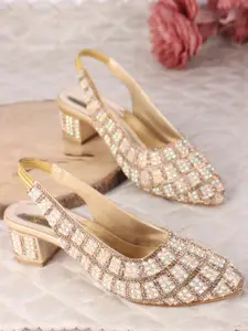 Anouk Embellished PU Party Block Pumps