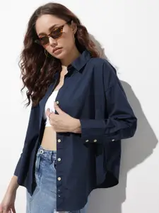 The Roadster Lifestyle Co. Oversized Pure Cotton Casual Shirt