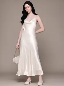 MANGO Silk Blend Sheath Midi Dress