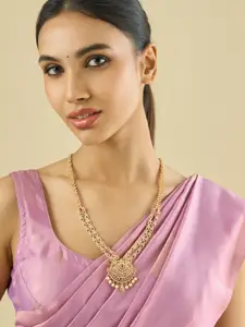 Kushal's Fashion Jewellery Copper Gold-Plated Cubic Zirconia Studded & Beaded Necklace