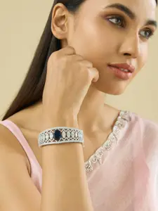 Kushal's Fashion Jewellery Gold Plated Ruby Cubic Zircon Embellished Bridal Kada Bangle