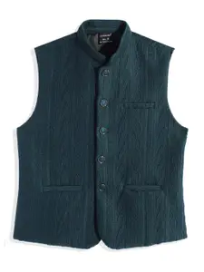 CHARCHIT Boys Textured Brocade Pure Cotton Nehru Jacket