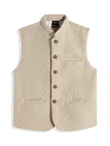 CHARCHIT Boys Textured Brocade Pure Cotton Nehru Jacket