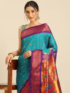 Varkala Silk Sarees Ethnic Motifs Woven Design Zari Paithani Saree