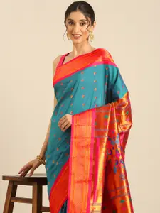 Varkala Silk Sarees Floral Woven Design Zari Paithani Saree