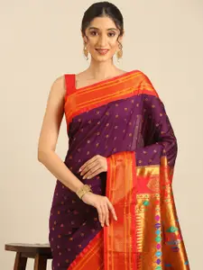 Varkala Silk Sarees Floral Woven Design Zari Paithani Saree