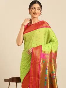 Varkala Silk Sarees Ethnic Motifs Woven Design Zari Paithani Saree