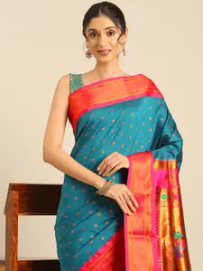 Varkala Silk Sarees Floral Woven Design Zari Paithani Saree