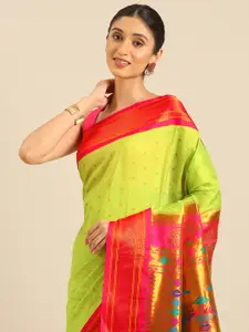Varkala Silk Sarees Ethnic Motifs Woven Design Zari Paithani Saree