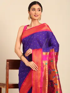 Varkala Silk Sarees Floral Woven Design Zari Paithani Saree