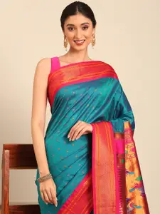 Varkala Silk Sarees Floral Woven Design Zari Paithani Saree