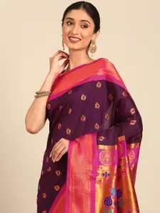 Varkala Silk Sarees Ethnic Motifs Woven Design Zari Paithani Saree