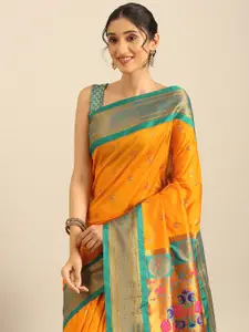 Varkala Silk Sarees Ethnic Motifs Woven Design Zari Paithani Saree