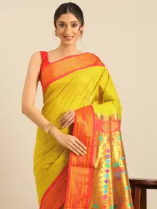 Varkala Silk Sarees Floral Woven Design Zari Paithani Saree