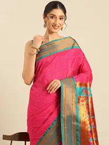 Varkala Silk Sarees Ethnic Motifs Woven Design Zari Paithani Saree