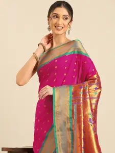 Varkala Silk Sarees Floral Woven Design Zari Paithani Saree