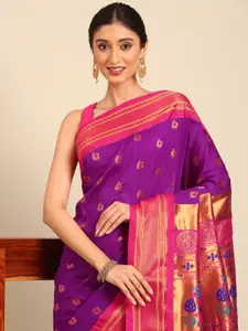 Varkala Silk Sarees Ethnic Motifs Woven Design Zari Paithani Saree