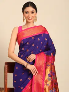 Varkala Silk Sarees Ethnic Motifs Woven Design Zari Paithani Saree