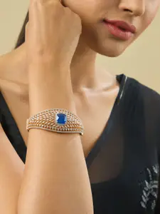 Kushal's Fashion Jewellery Embellished Bridal Pink Gold-Plated Party Zircon Studded Kada