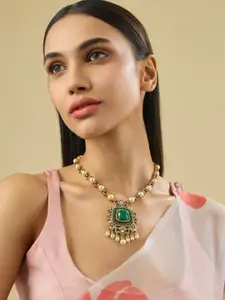 Kushal's Fashion Jewellery Embellished Bridal Copper Victorian-Plated Kundan  &   Necklace