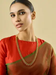 Kushal's Fashion Jewellery Copper Gold-Plated Stone Studded & Beaded Antique Necklace