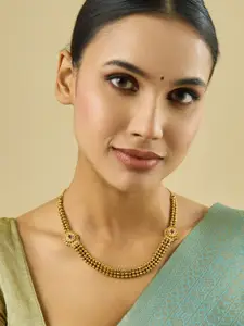 Kushal's Fashion Jewellery Copper Gold-Plated Stone Studded Antique Necklace