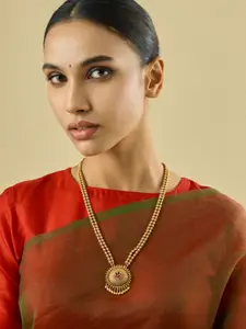 Kushal's Fashion Jewellery Copper Gold-Plated Artificial Stones Studded Necklace