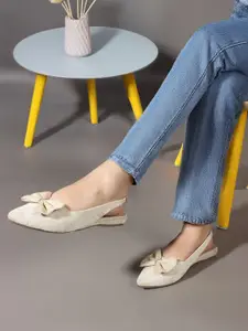 ICONICS Women Textured Mules with Bows Flats