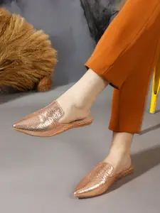 ICONICS Women Textured Mules Flats