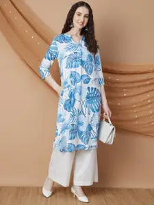 Melange by Lifestyle Floral Printed Mandarin Collar Straight Kurta